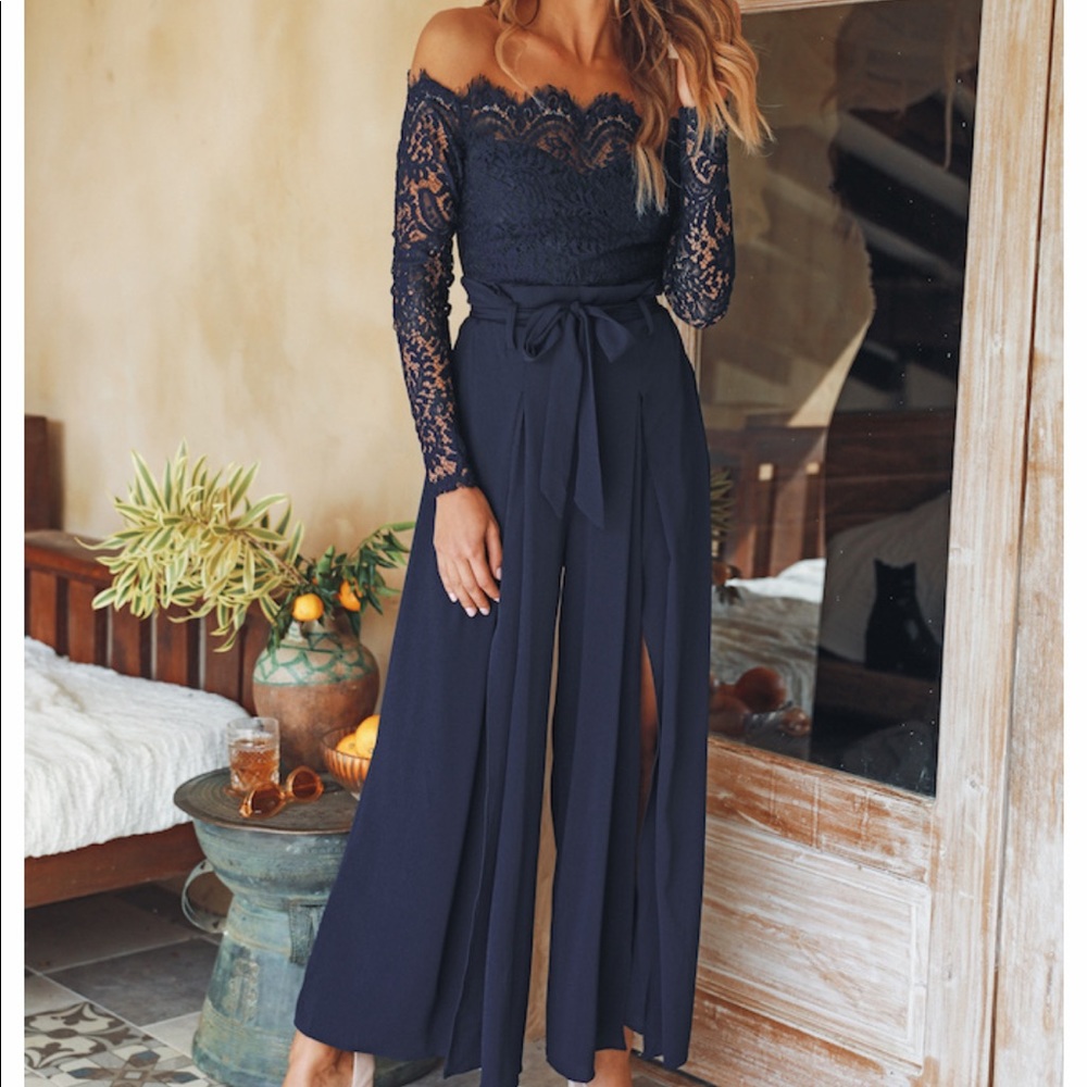HelloMolly Blue Lace Jumpsuit
